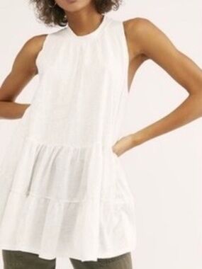 Free People Right On Time Tunic White Size S Boho Tiered Swing Top